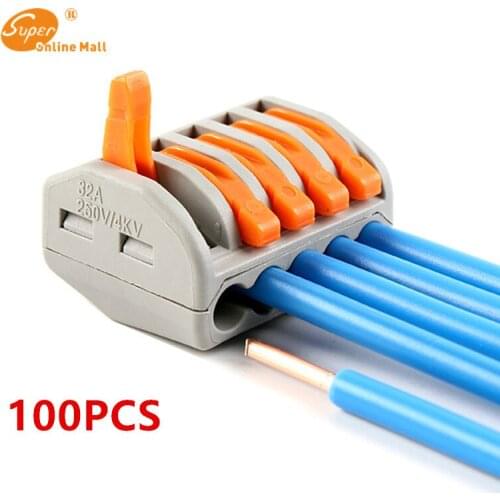 100pcs PCT-K215 universal wire Connector Quick Connector wiring Terminal Block Splitter With Lever 0.08-2.5mm2