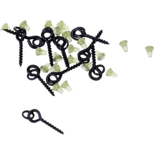 10x Bait Screws With Oval Rings + 20x Hook Stoppers For Carp Fishing