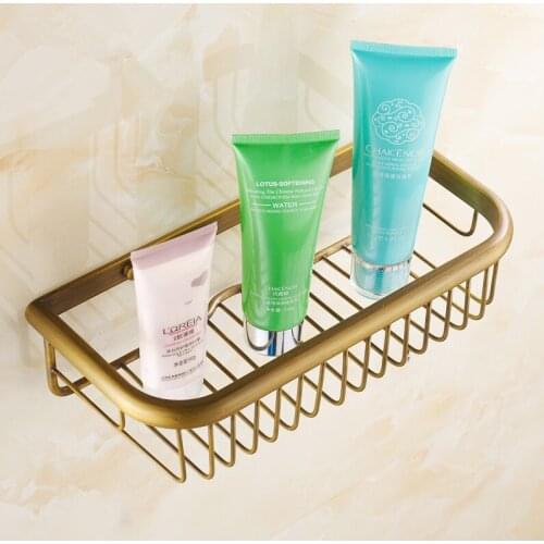 2016 Bathroom Accessories,Antique Brass Shower Shampoo&Toilet Storage Shelf /Brass Material Wall Mounted Fashion Bathroom Basket