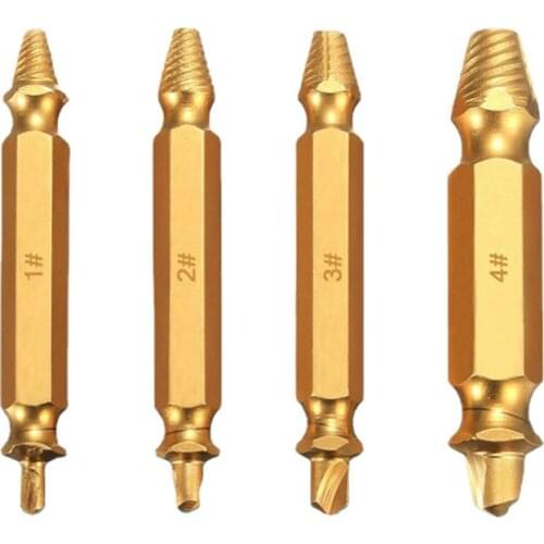 4Pcs Damaged Screw Extractor Set Easily Remove Stripped or Damaged Screws Double Ended Stripped Removers Hand Tool Sets