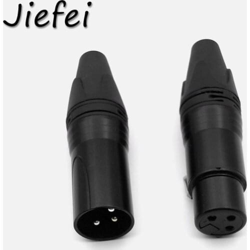 5-50Set XLR 3Pin Audio Microphone Cable Connector Black Male + Female MIC Plug Cable Connect XLR Adapter