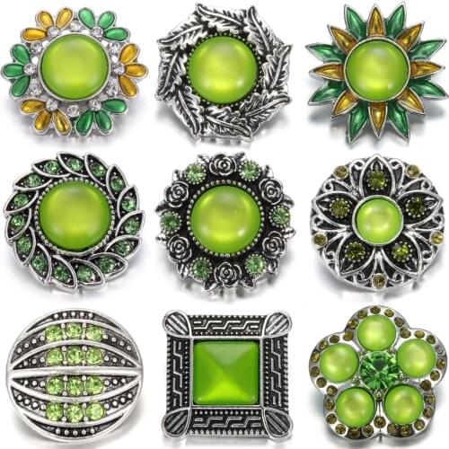 6pcs/lot Wholesale 18mm Metal Snap Buttons Jewelry Rhinestone Flower Buttons Snap Jewelry Fit 18mm Snap Bracelet Charm Jewelry