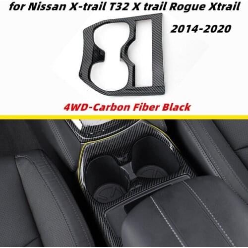 For NISSAN Xtrail X-Trail X Trail T32 Rogue 2014-2020 Accessories Carbon Fiber Car Water Cup Holder Cover Interior Stickers ABS