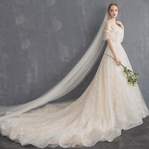 White Veil Bridal 1 to 8M Wedding Veil 1.6M Width 1 Layer Lace Wedding Accessories Without Comb