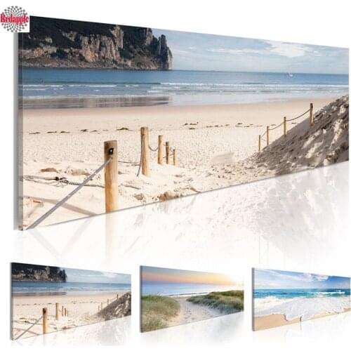 Large diy Diamond Painting Mosaic Cross Stitch"Seaview Mediterranean Blue Water Sea Beach Scenery"Diamond Embroidery Rhinestones