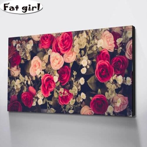 Large Handmade Decoration Wallpaper Flower Picture 5D dIY Diamond Painting Mosaic Embroidery Cross Stitch Square Round Drill