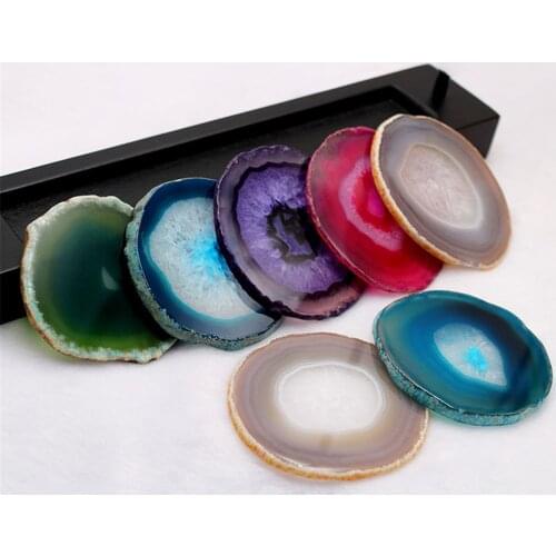 1 Piece Purple Crystal Polished Natural Geode Stone Cup Display Lnsulation Mat Decoration for Home Wedding