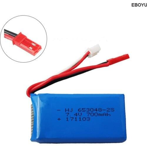 EBOYU 7.4V 700mAh Replacement Li-po Battery for Syma F1 Feilun FT007 FX059 FX176 RC Boat Spare Parts