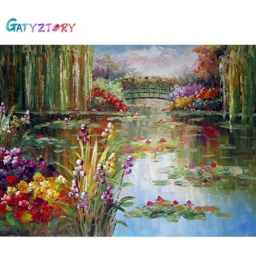 GATYZTORY 60x75cm DIY Painting By Numbers Lotus Coloring Zero Basis HandPainted Oil Painting Home Decor Unique Gift
