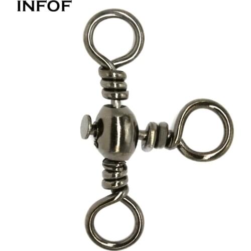 INFOF 100pcs Cross Line Swivel 3-Way Fishing Swivels Bass Barrel Swivels Cross Line Carp Fishing Tackle Emerillones Pesca