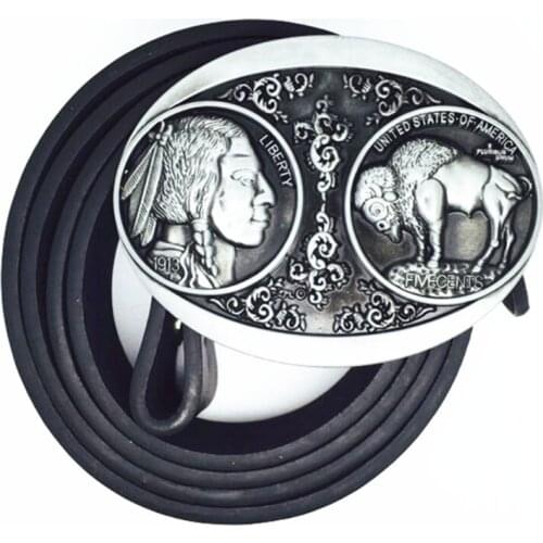 The cowboys of the west belt GuXi wear-resisting zinc alloy indians PU belts 4.0 CM