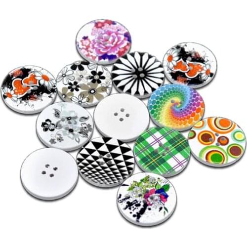 30pcs 30mm Round Wooden Sewing Buttons For Cloth Flatback Cabochon Scrapbooking Crafts Knopf Bouton Decor Diy Accessories