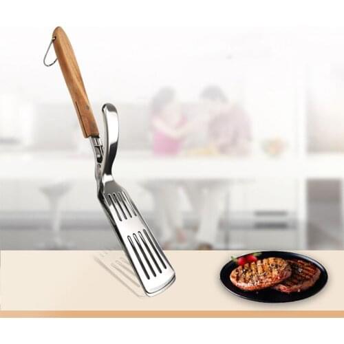 Stainless Steel BBQ Spatula Tongs Kitchen Salad Bread Barbecue Steak Buffet Clip Grilling Shovel Clamp Tools Multifunction