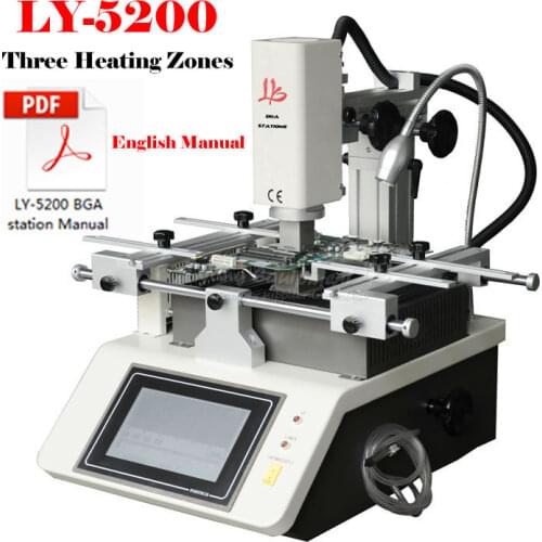 LY 5200 BGA Hot Air Mobile Rework Station Touch Screen 3 Zones with Nozzles Kit PCB Jig 3400W Repairing Kit Tool