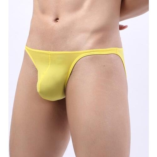 Fashion U Convex Pouch Men Underwear Sexy Mens Briefs Thin Breathable Ice Silk Solid Color Panties Low Waist Male Underpants