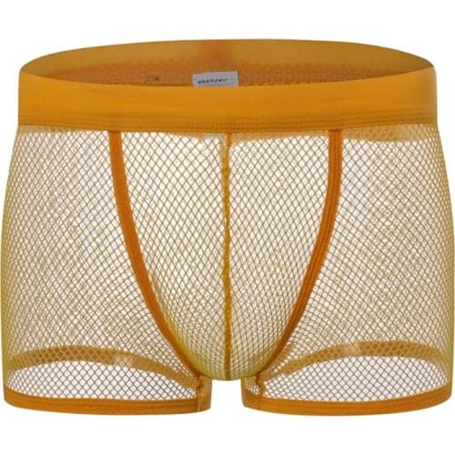 Mens Underwear Breathable Sexy Ventilate Shorts Youth Transparent Boxer Shorts Summer Mesh Hollow Man Boxer