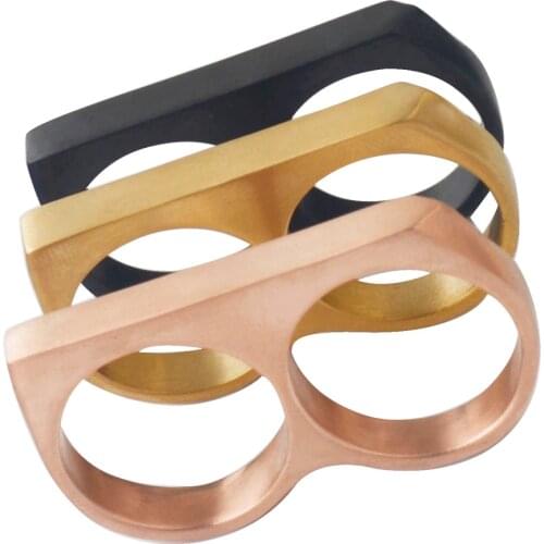 Gold/Two Finger Vintage Rings Cool Punk Party Big Statement Ring,Stainless steel fashion ring Jewelry for Men,Mens finger ring