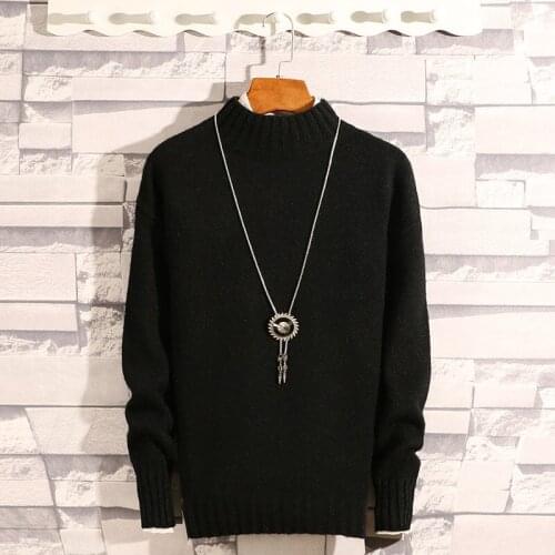 Sweater Men Long Sleeve Winter White Red Khaki Grey Light Blue Black Pink Blue Casual O-Neck Pullovers Thick Mens Sweaters