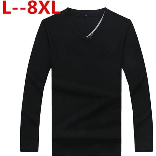 Plus size 8XL 6XL 5XL Autumn Casual Winter Men Sweater V-neck Fashion Mens Pullover High Quality Knitting Sweaters Men Sweater