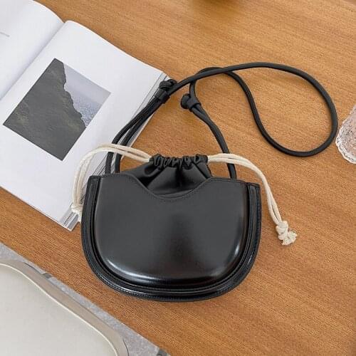 Mini PU Leather 2021 New Drawstring Saddle Bags for Women Designer Ladies Shoulder Crossbody Phone Bags Small Designer Handbags