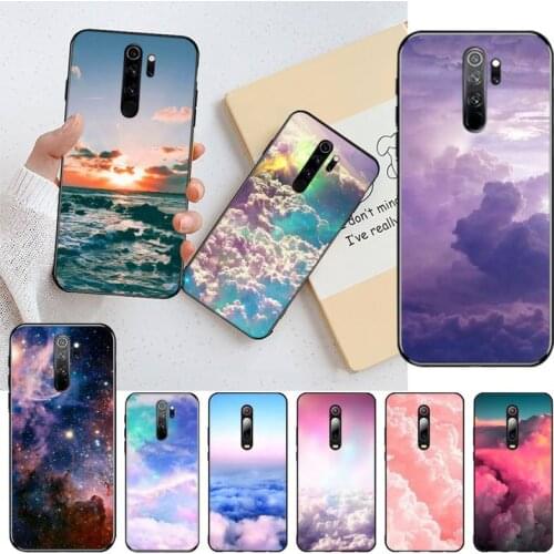 Clouds Art cute kawaii sky space Black Soft Shell Phone Case Capa for Redmi Note 8 8A 8T 7 6 6A 5 5A 4 4X 4A Go Pro