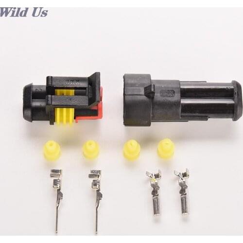 1 set Flame Retardancy 2P Auto Connector Waterproof Automotive Wire Connector Plug 2 Pins Electrical Car Motorcycle HID