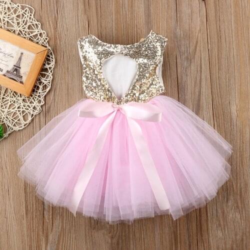 Little Girls Princess Dress Baby Kids Girls Sequined Dresses Fancy Wedding Sleeveless Sequins Party Birthday Baptism Dress