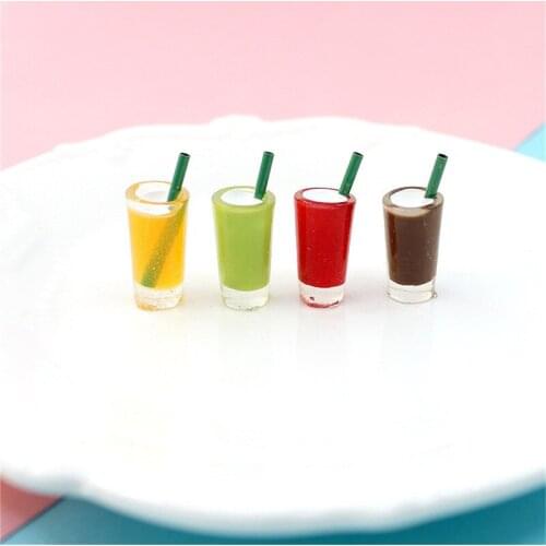 Julie Wang 10PCS Resin Fruit Juice Charms Mixed Colors Artificial Drink Pendant Keychain Jewelry Making Accessory Decor