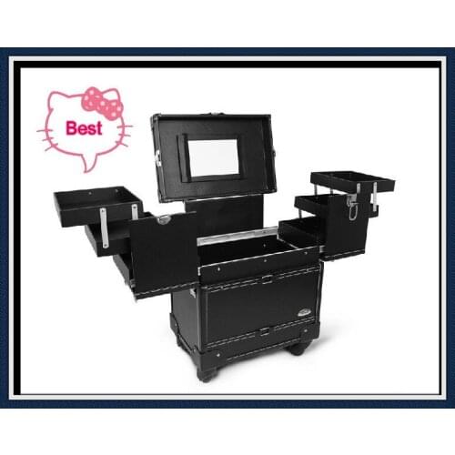 DHL Free Shipping professional Aluminum Beauty Case Trolley makeup box Carring Cases