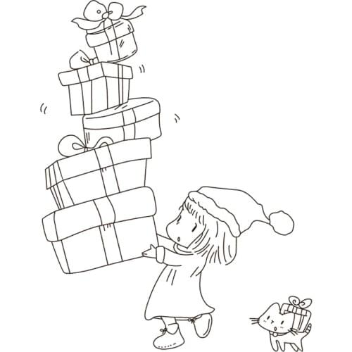 10x8 Girl holding a gift Transparent Clear Silicone Stamp Seal for DIY scrapbooking photo album Decorative clear stamp