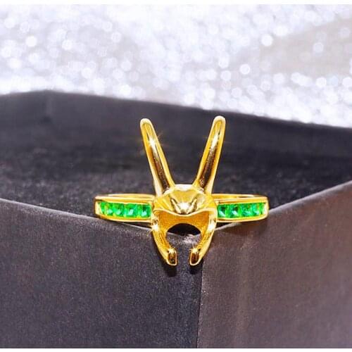 New Superhero Loki Helmet Green Zircon Opening Adjustable Ring Unisex Fashion Personalized Jewelry Gift