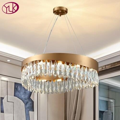 Design modern crystal chandelier for living room brushed gold cristal lamp new creative hanging light home decor indoor lighting