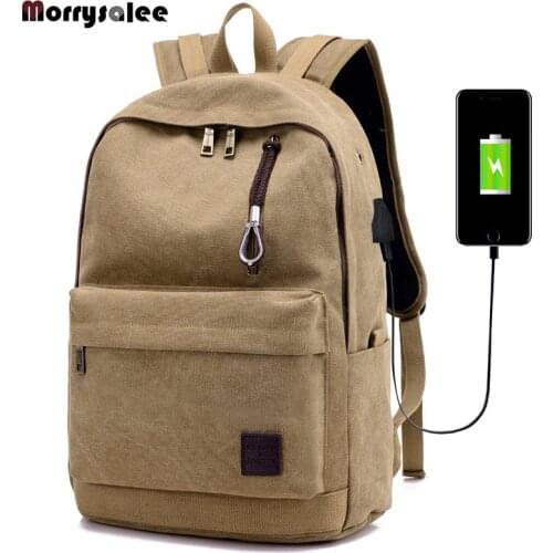 USB Laptop Backpacks For Teenager Chargeable Shoulder Bag Mens Casual Canvas Travel Fashion Backpack High School Bag