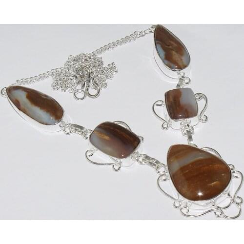 Agates Necklace Silver Overlay over Copper , 50.9cm, N1126