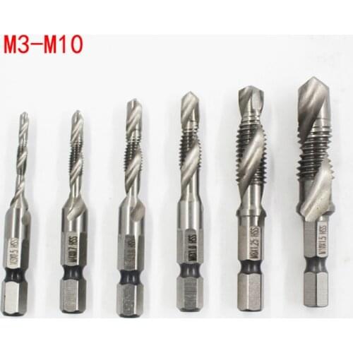 1pcs Thread M3 M4 M5 M6 M8 M10 Screw Tap Drill Bits Hss Taps Countersink Deburr Metric High Speed Steel 1/4 IN Quick Change Hex