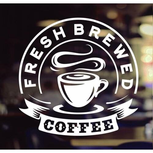Fresh Brewed Coffee Takeaway cup Cafe Shop vinyl sticker Window Lettering Wall art sign decor
