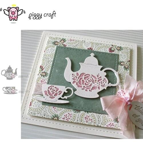 Piggy Craft metal cutting dies cut die mold Flower Teacup teapot Scrapbook paper craft album card punch knife art cutter die