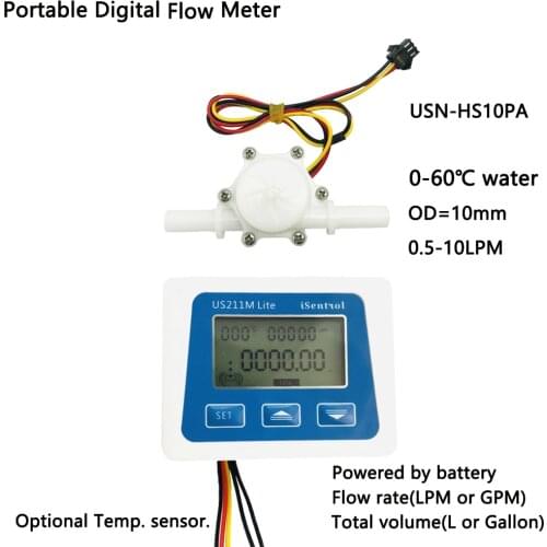 US211M Lite USN-HS10PAL Digital Flow Meter 5V Flow Reader Compatible with all our hall effect water flow sensor with