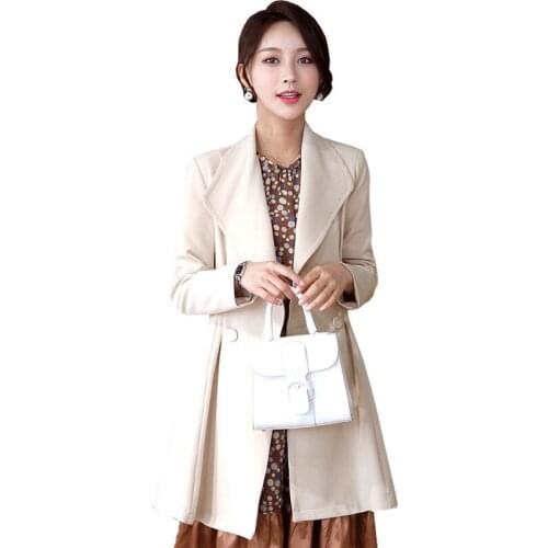 Slim Womens Windbreaker Medium Long Trench Coat Female Spring Slim Coats Office Outerwear casaco feminino YQ047