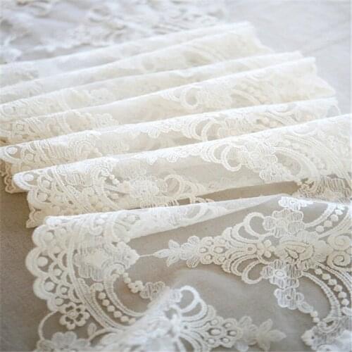 TOOGOOD 3 Yards Luxury Ivory Vintage Cotton Lace Trim Tissu Veil Stretch Lace Trimming Bridal Lace
