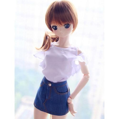 [wamami] 06# White Blouse Jeans Skirt Outfit For 1/4 MSD 1/3 SD DZ AOD LUTS Girl BJD Dollfie
