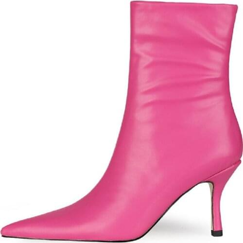 Sexy Womens Ankle Boots Western Cowboy Boots For Women Heels Zipper Red Blue White Pointed Short Party Shoes Female 2021