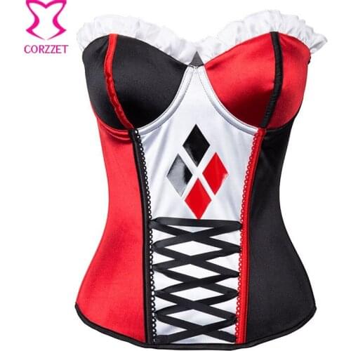 Clown Women Gothic Corset Burlesque Costumes Bustier Gothique Sexy Corsets And Bustiers Punk Rave Corselete Feminino Espartilhos