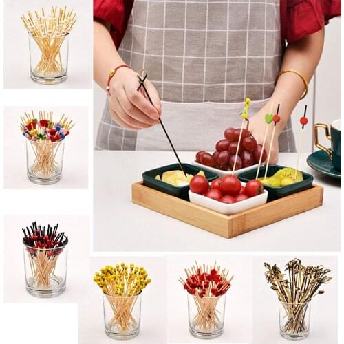 100Pcs Fruit Fork Sticks Buffet Cupcake Toppers Cocktail Forks Wedding Festival Decorations Birthday Party Supplies Toothpicks