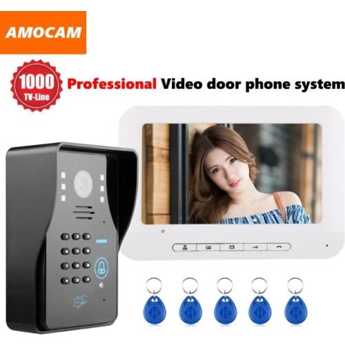 1000TVL IR Door Camera Video door phone System Video Intercom Doorbell kit support Password / Rfid Keyfobs Card Unlock
