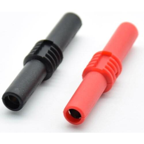 2Pcs Extension Insulated Banana Plug Connector Coupler PVC Black+Red 4mm Banana Jack Socket Female to Female Adapter red black