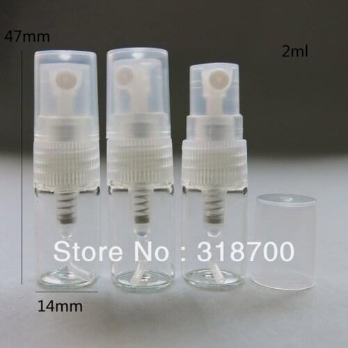360 x 2ML Mini Cute Travel Glass Perfume Bottle with overcap Empty Refillable Spray Bottle 2cc Perfume Sample Vials