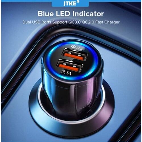 JTKE Car Charger USB Quick Charge 3.0 Car Charger Cigarette Lighter Socket Adapter Dual USB Fast Charge Car Accessories