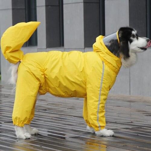 Large Dog Waterproof Jumpsuit Hooded Raincoat for Medium Extra Big Dogs German Shepherd Outdoor Pet Clothing Rain Jacket 8XL-12X