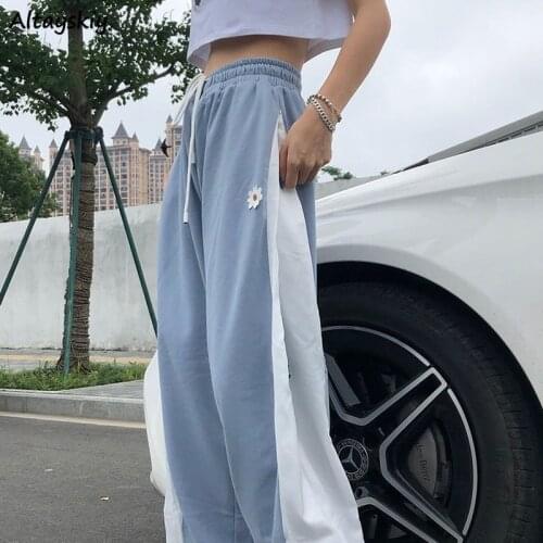 Hip Hop Pants Women Chic Side Stripe Trendy BF Style All-match Casual Soft Ladies High Waist Trousers Daily Oversized Teens Pant
